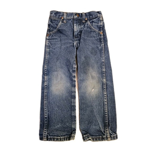 Wrangler Other - Wrangler Boys Blue‎ Jeans Size 4 Regular Adjustable Waist Denim Broke In